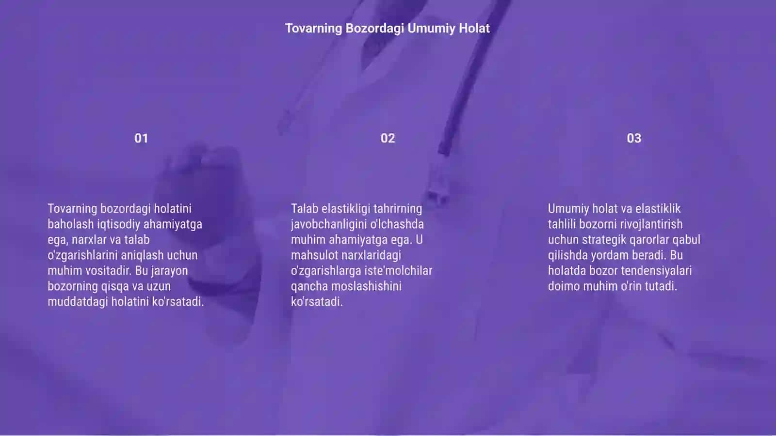 Tovarning bozordagi holatini baholash hamda talab elastikligi 3