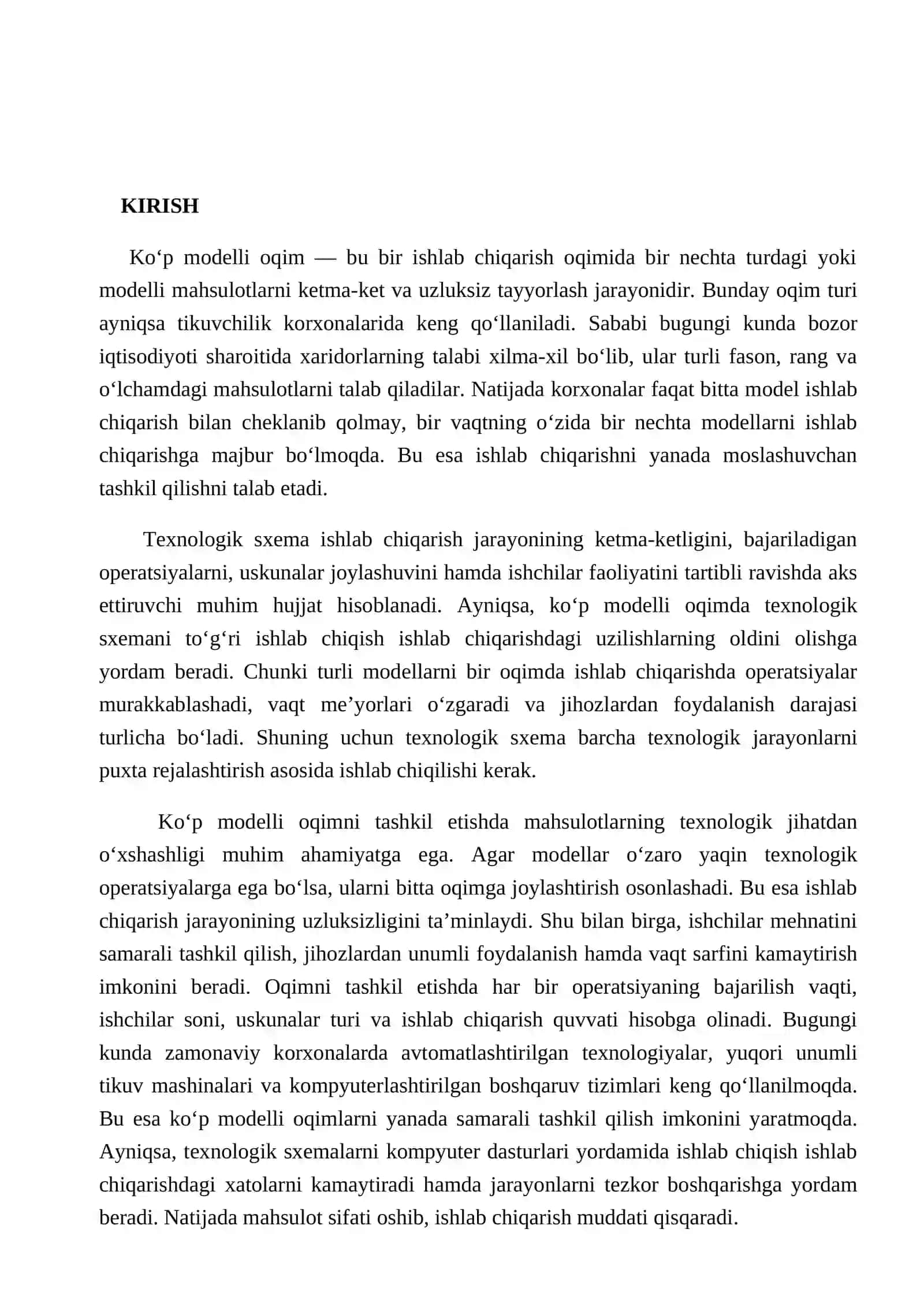 Ko‘p modelli oqim uchun texnologik sxema ishlab chiqish 3