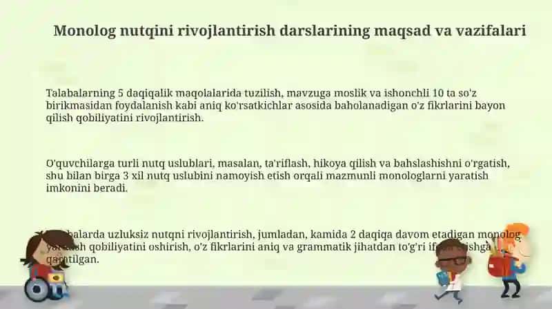 Monolog nutqini rivojlantirish darslari 3