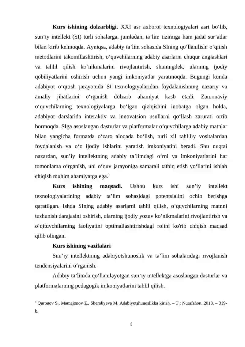 SUN’IY INTELEKT VA ADABIY TA’LIM KURS ISHI 3