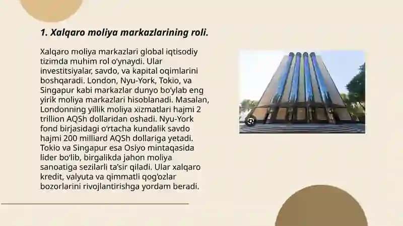 Xalqaro moliya markazlari va ularning faoliyat yo’nalishlari 3