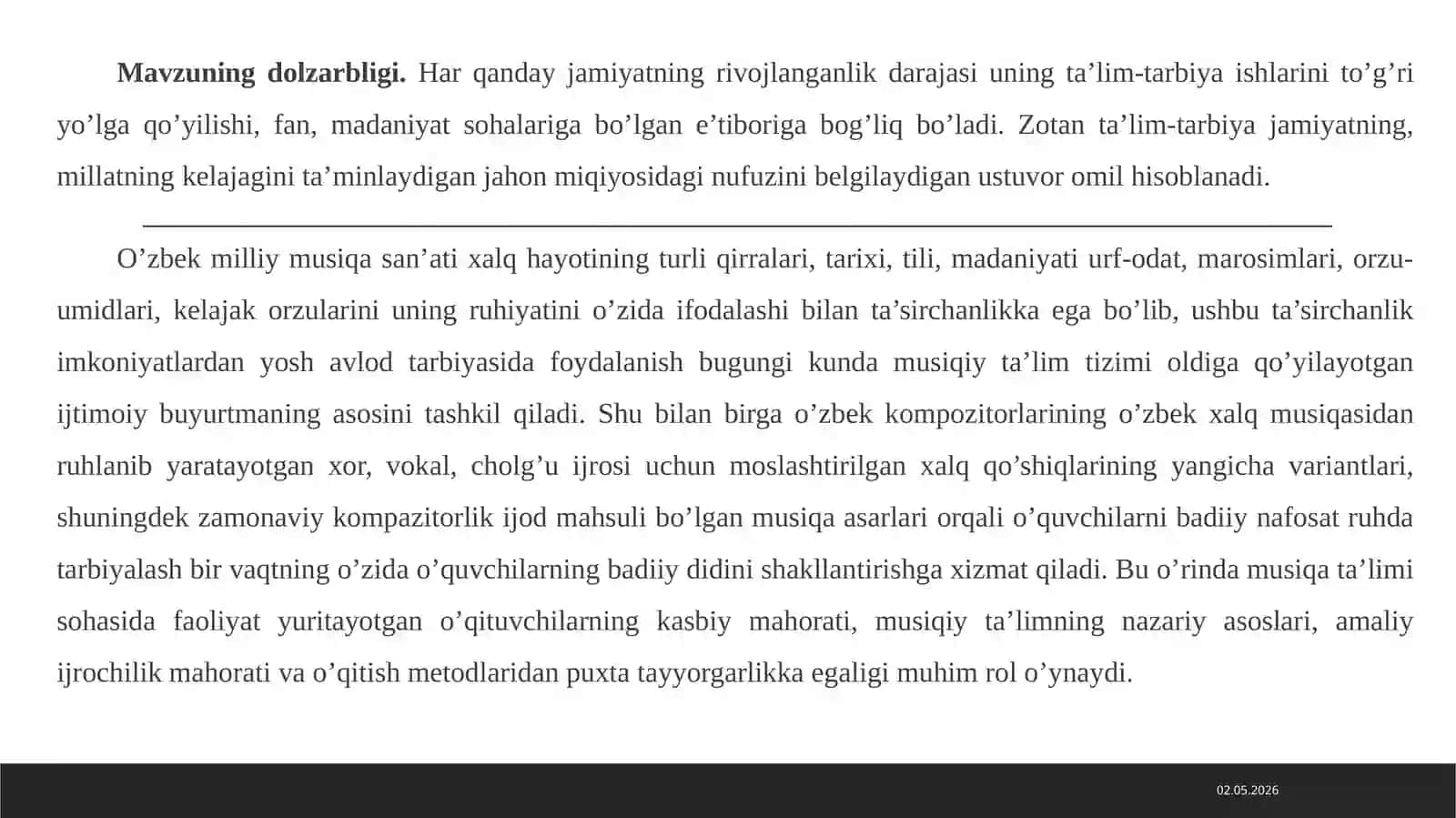 MUSIQA DARSLARIDA MUSIQIY-BADIIY DIDNI ShAKLLANTIRIShNING PEDAGOGIK ShART-ShAROITI VAMEZONLARI 3