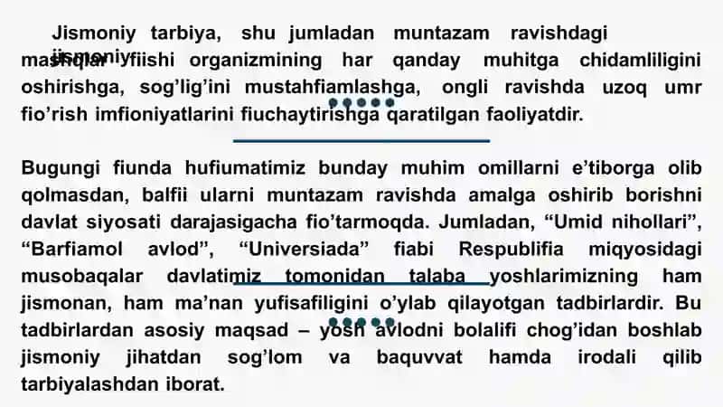 JISMONIY TARBIYA MOHIYATI VA VAZIFALARI. JISMONIY TARBIYA VOSITALARI 3