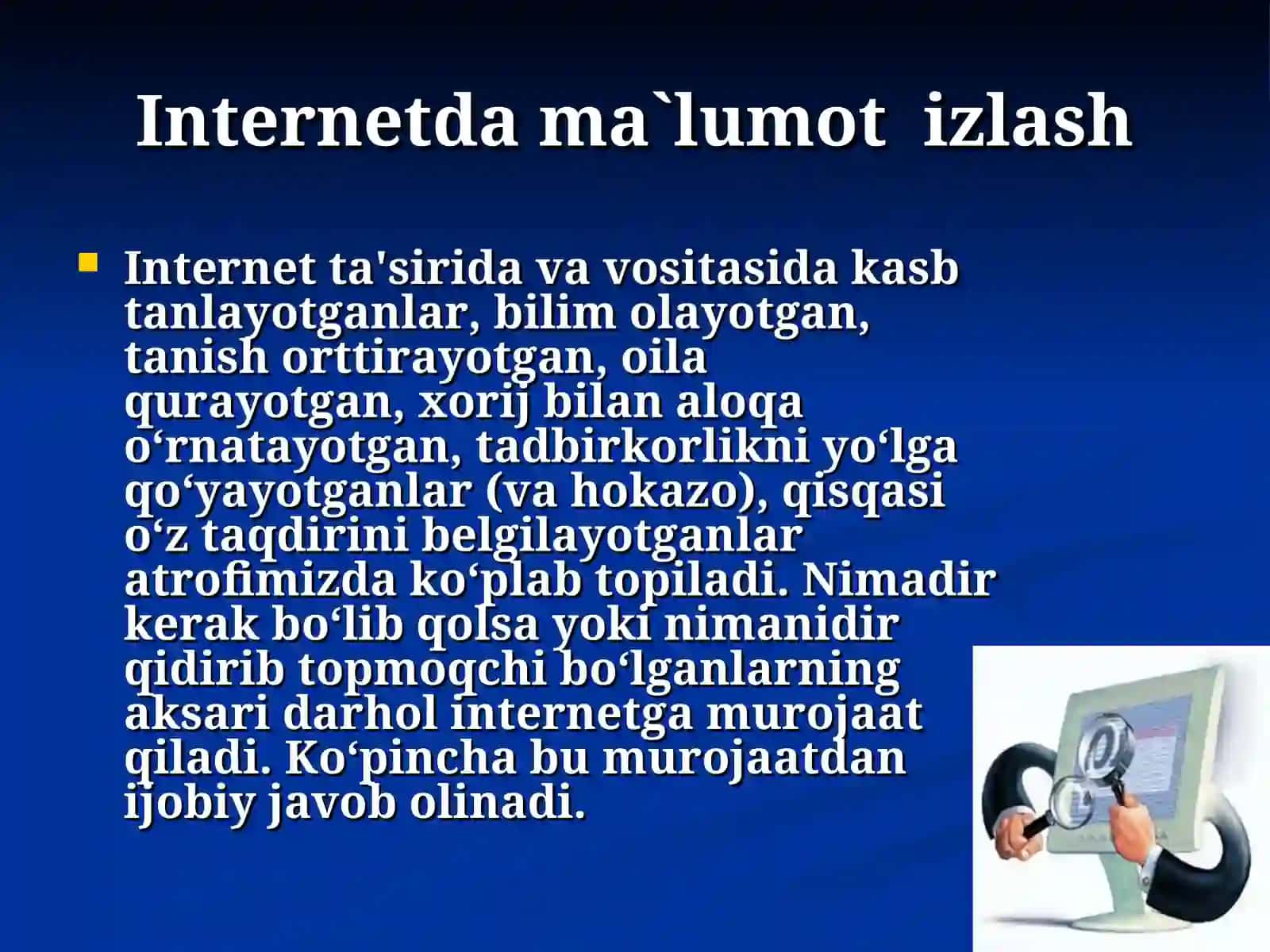 Internet tarmoqlarida axborot makoni. Elektron pochtalar bilan ishlash. 3