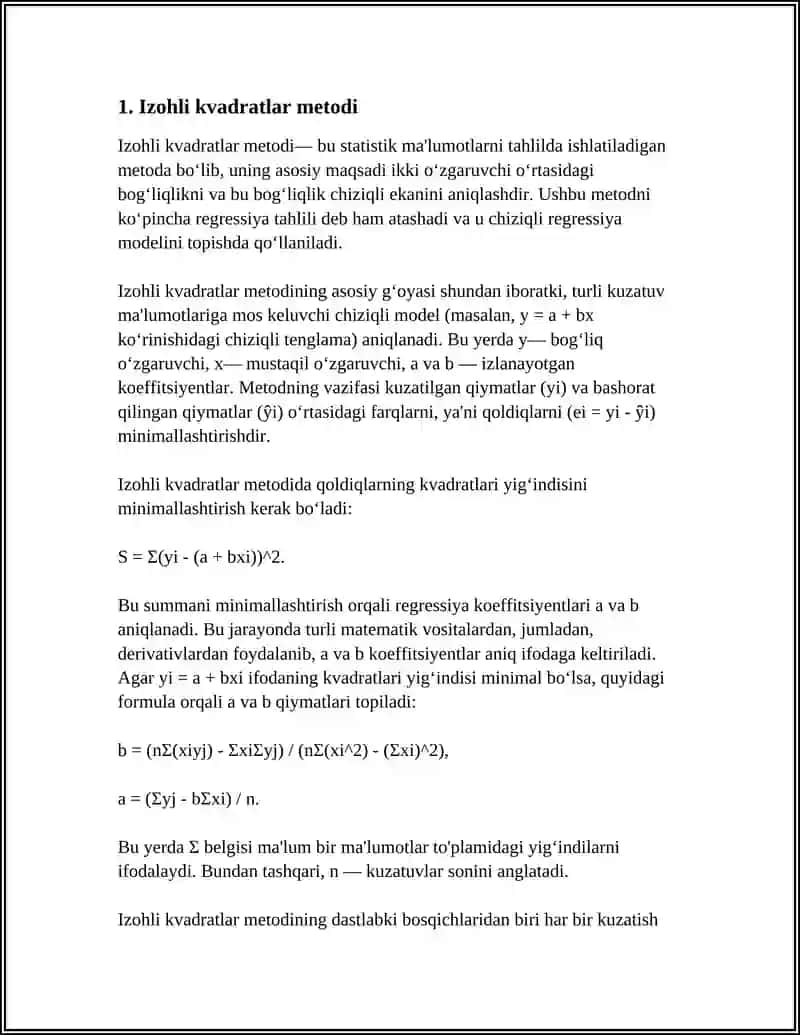 KVADRATLAR BOʻYICHA YUZANI NIVELIRLASH NATIJALARINI ISHLAB CHIQISH 3