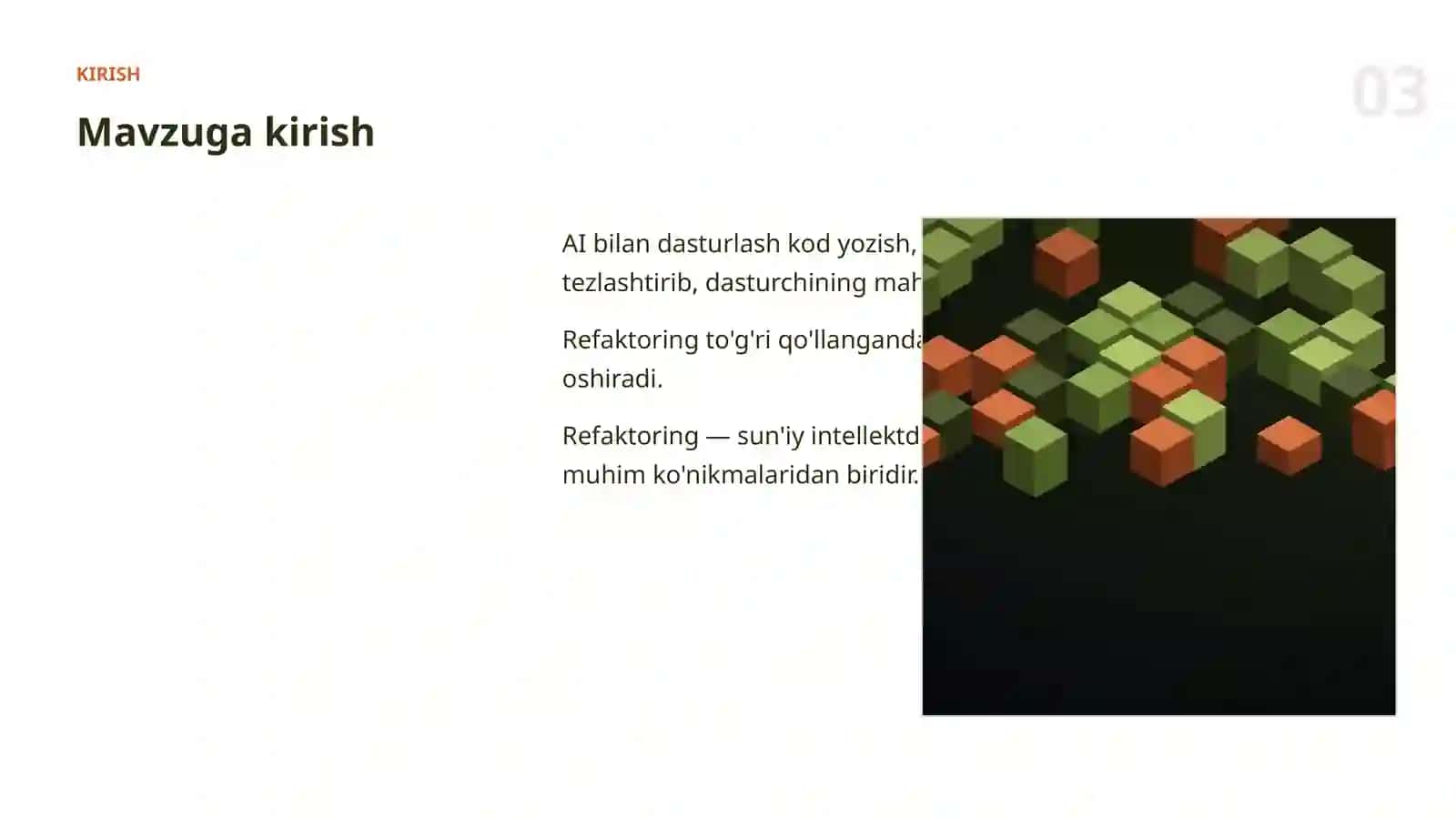 Sun'iy intellekt bo'yicha amaliy taqdimot · III to'plam 3