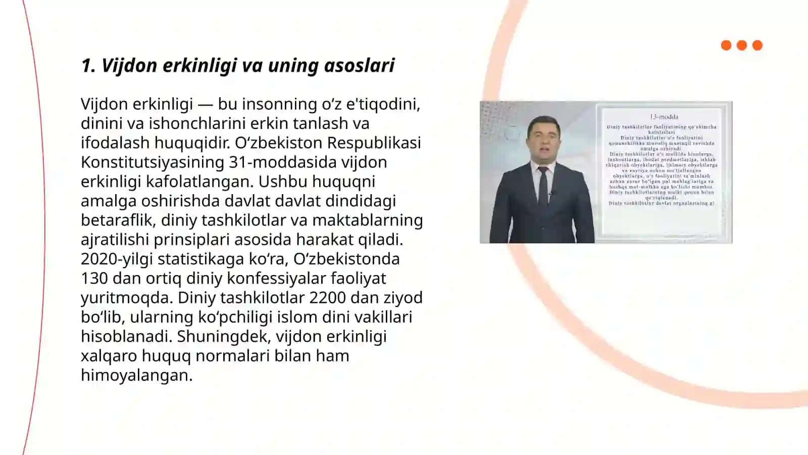 Vijdon va din erkinligi. So'z va fikr erkinligi 3
