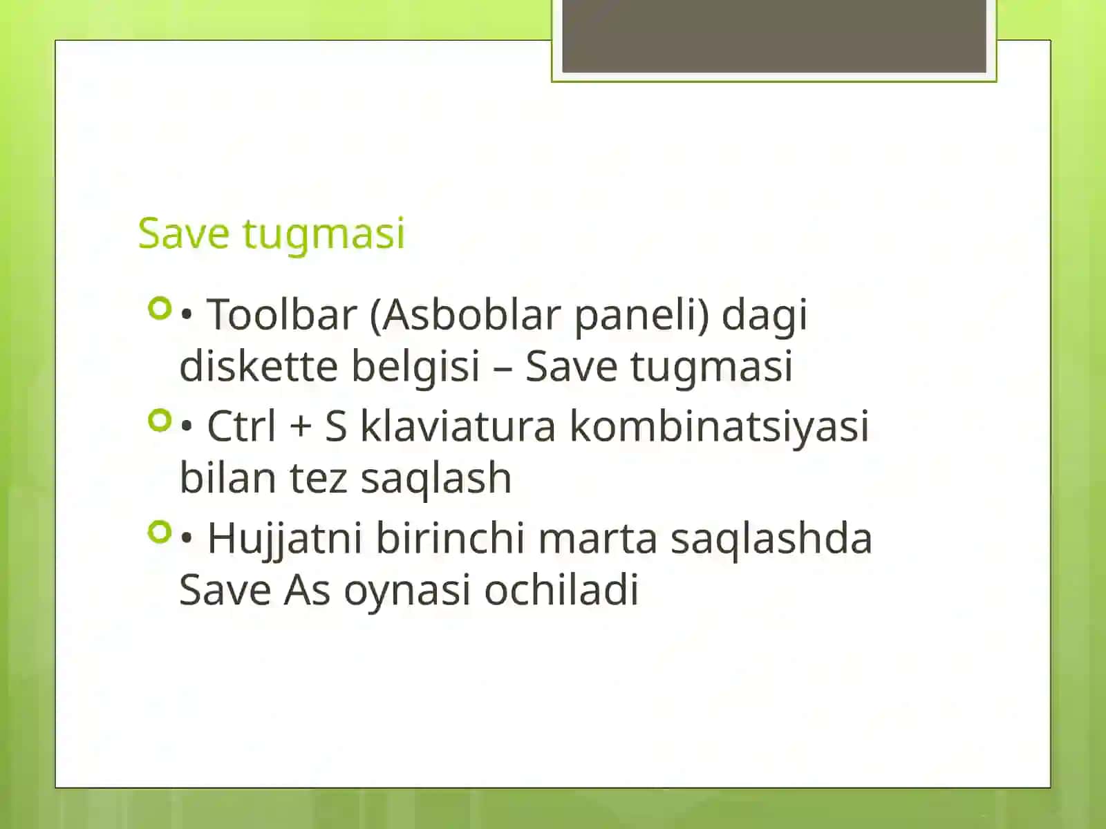 Save tugmasi va hujjatni qulay nom bilan saqlash 3