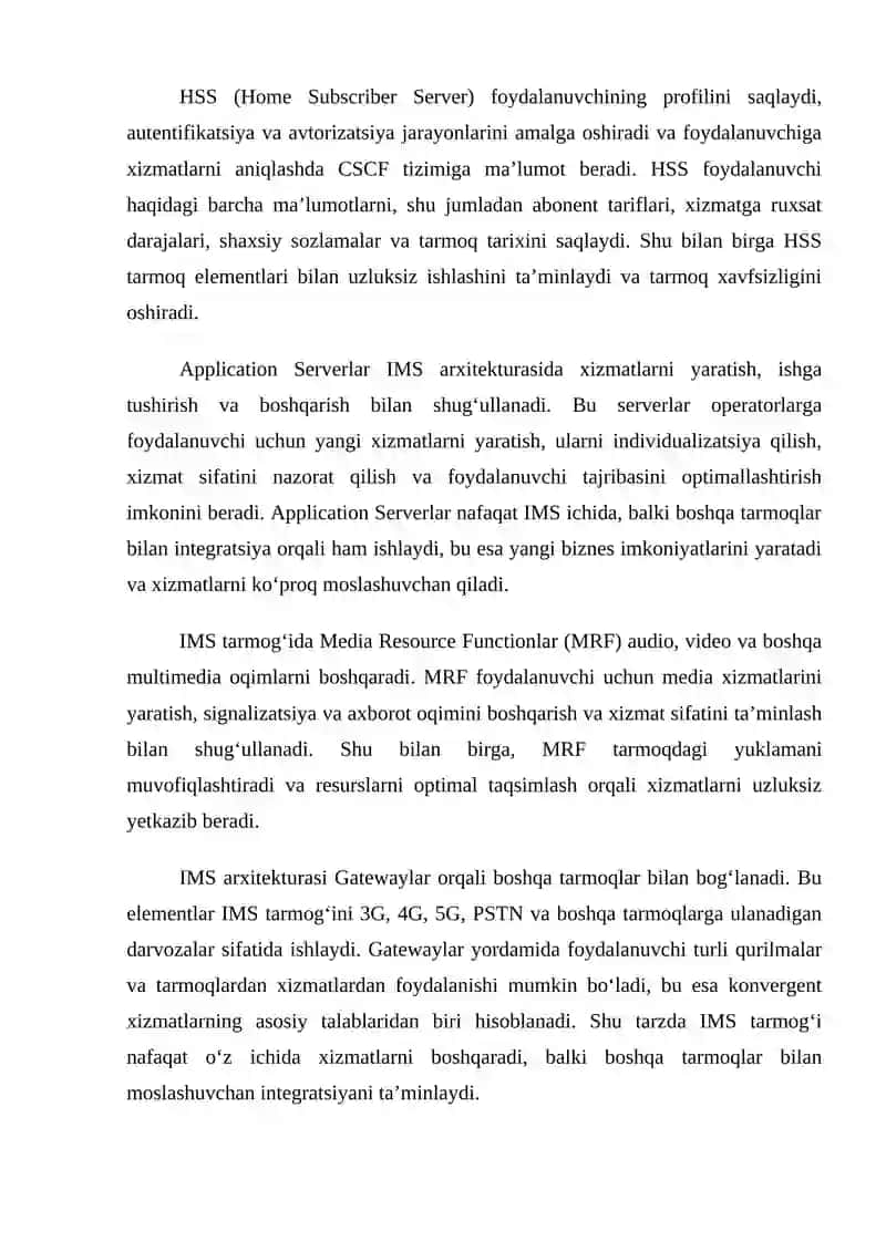 IMS tarmog’ida konvergent xizmatlar konsepsiyasi 3