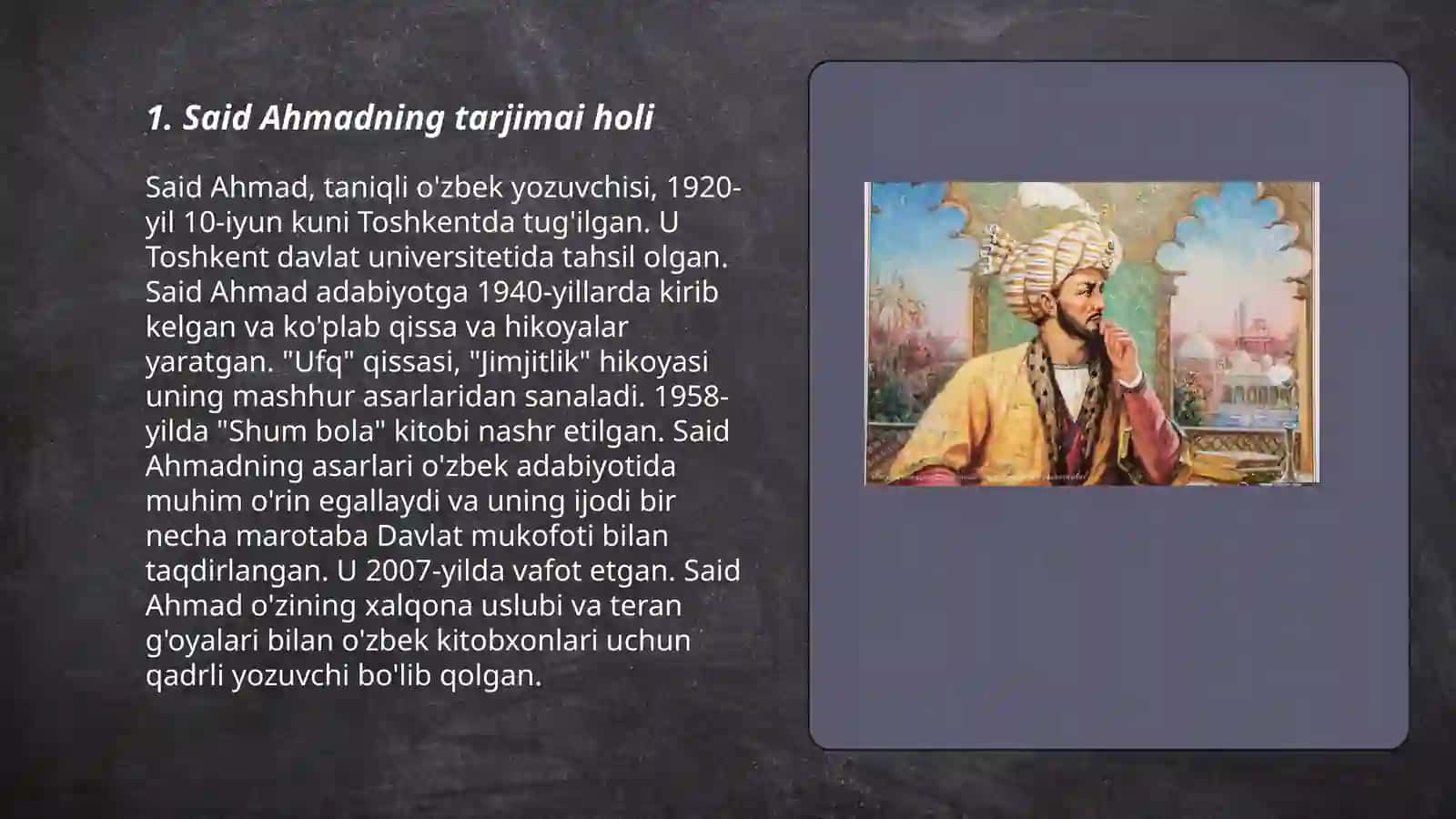Said Ahmadning hayoti va ijodi. "Qorako'z Majnun" hikoyasi haqida 3
