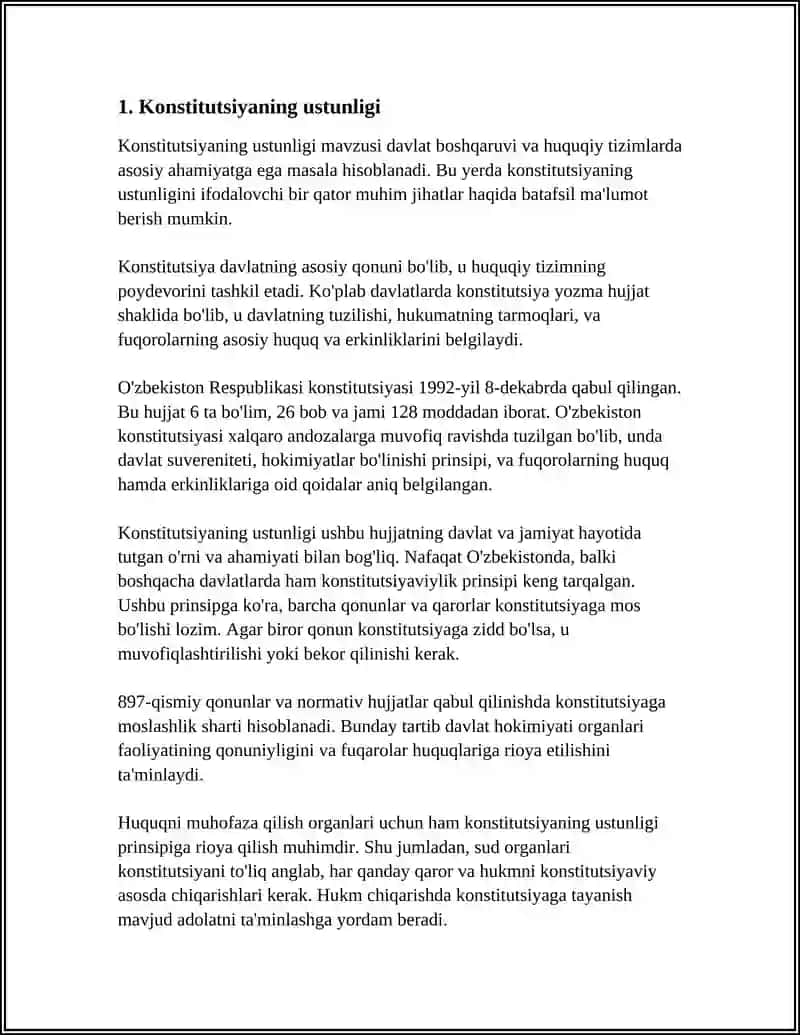 O'ZBEKISTON RESPUBLIKASI YANGI TAHRIRDAGI KONSTITUTSIYASIYASI 3-BOBI KONSTITUTSIYA VA QONUNNING USTUNLIGI 3