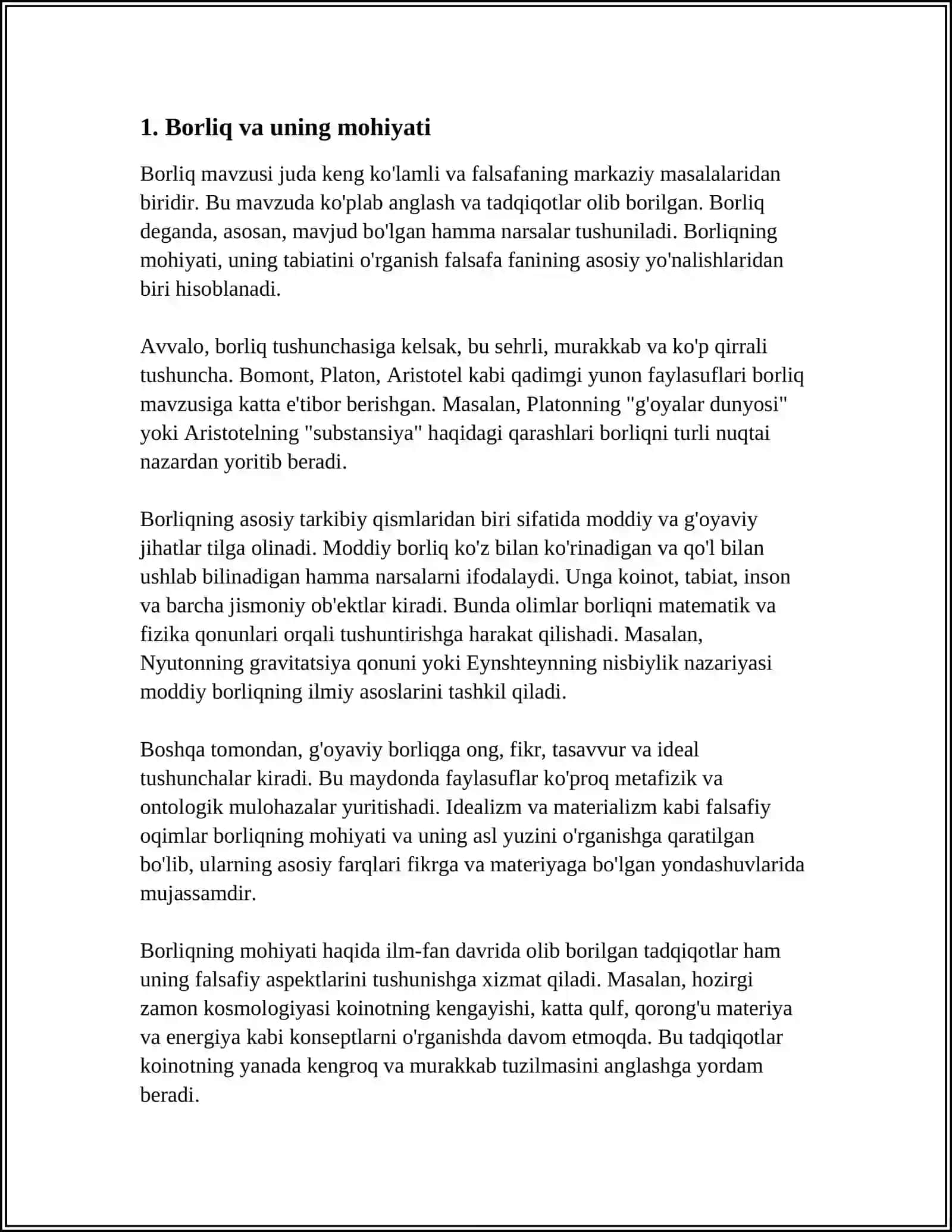 BORLIQ(ONTOLOGIYA) RIVOJLANISH FALSAFASI 3