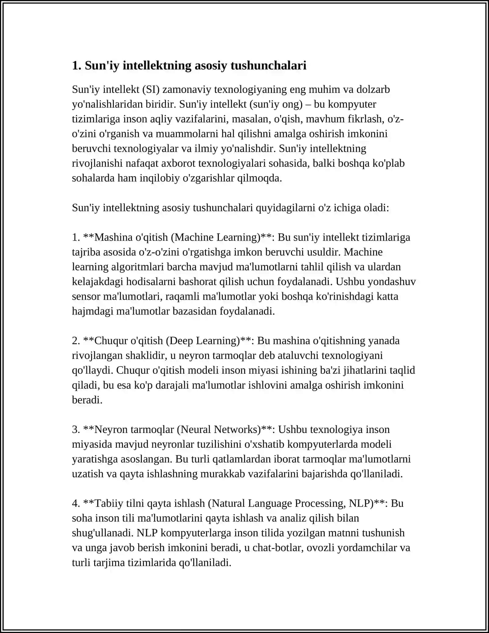 SUNʼIY INTELLEKTNING AXBOROT TIZIMLARIDAGI OʻRNI 3