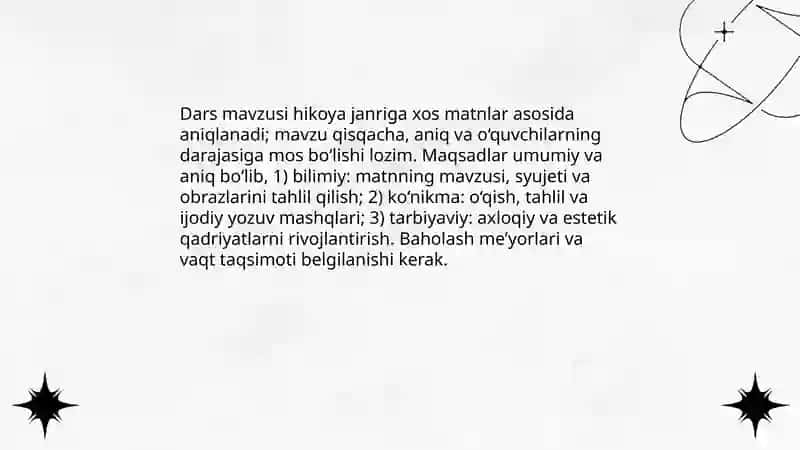 Hikoya janriga xos matnlar ustida ishlash metodikasi 3