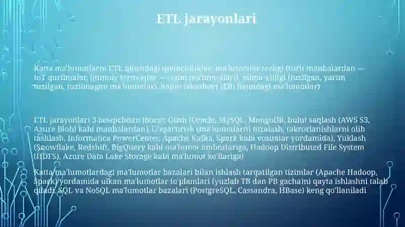 Katta Ma'lumotlarni ETL qilish 3