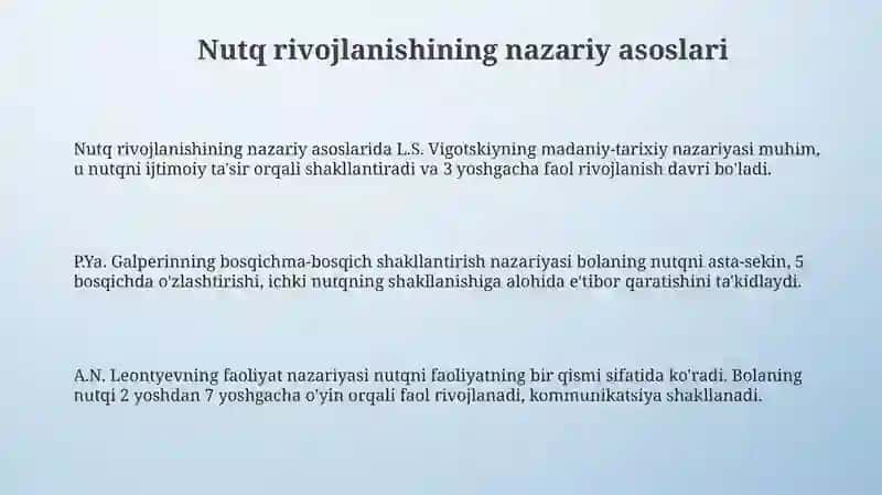 Nutqni rivojlantirishning nazariy asoslari va vazifalari 3