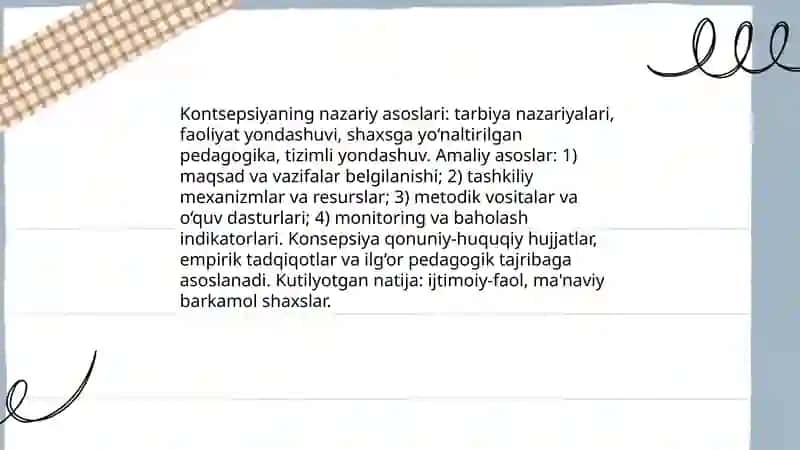 Sinfdan va maktabdan tashqari tarbiyaviy ishlar kontsepsiyasi 3