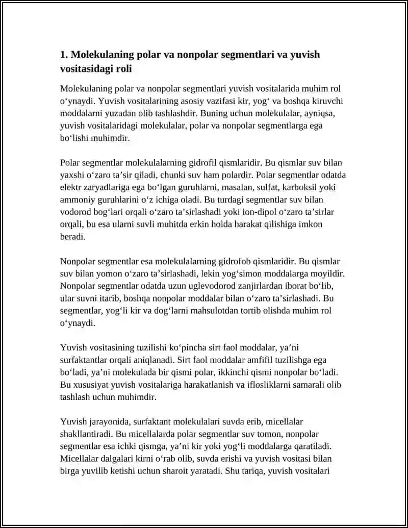 MOLEKULANING TUZILISHI VA YUVISH VOSITALARINING XOSSALARI 3