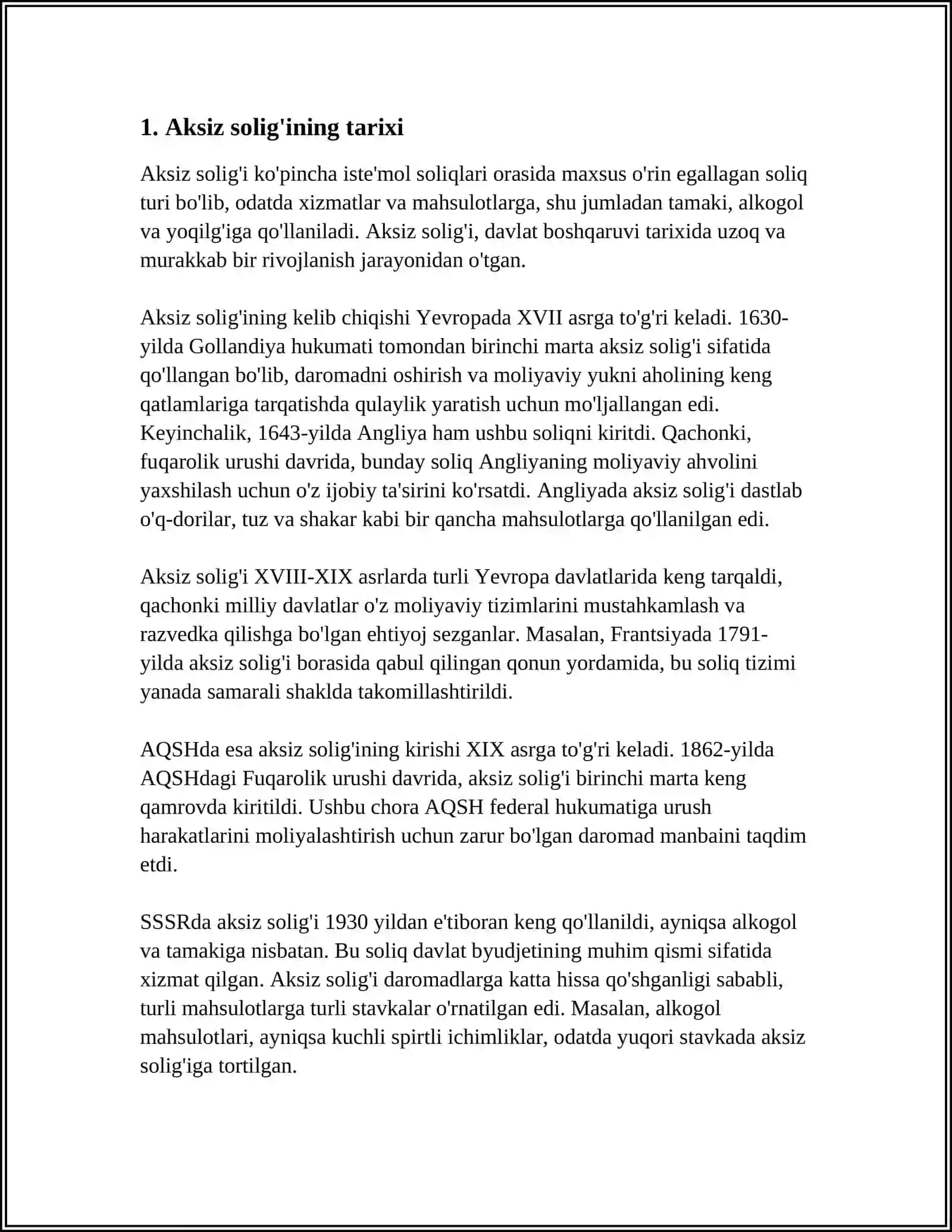 AKSIZ SOLIG'I VA UNING SOLIQ TIZIMIDA TUTGAN O'RNI 3