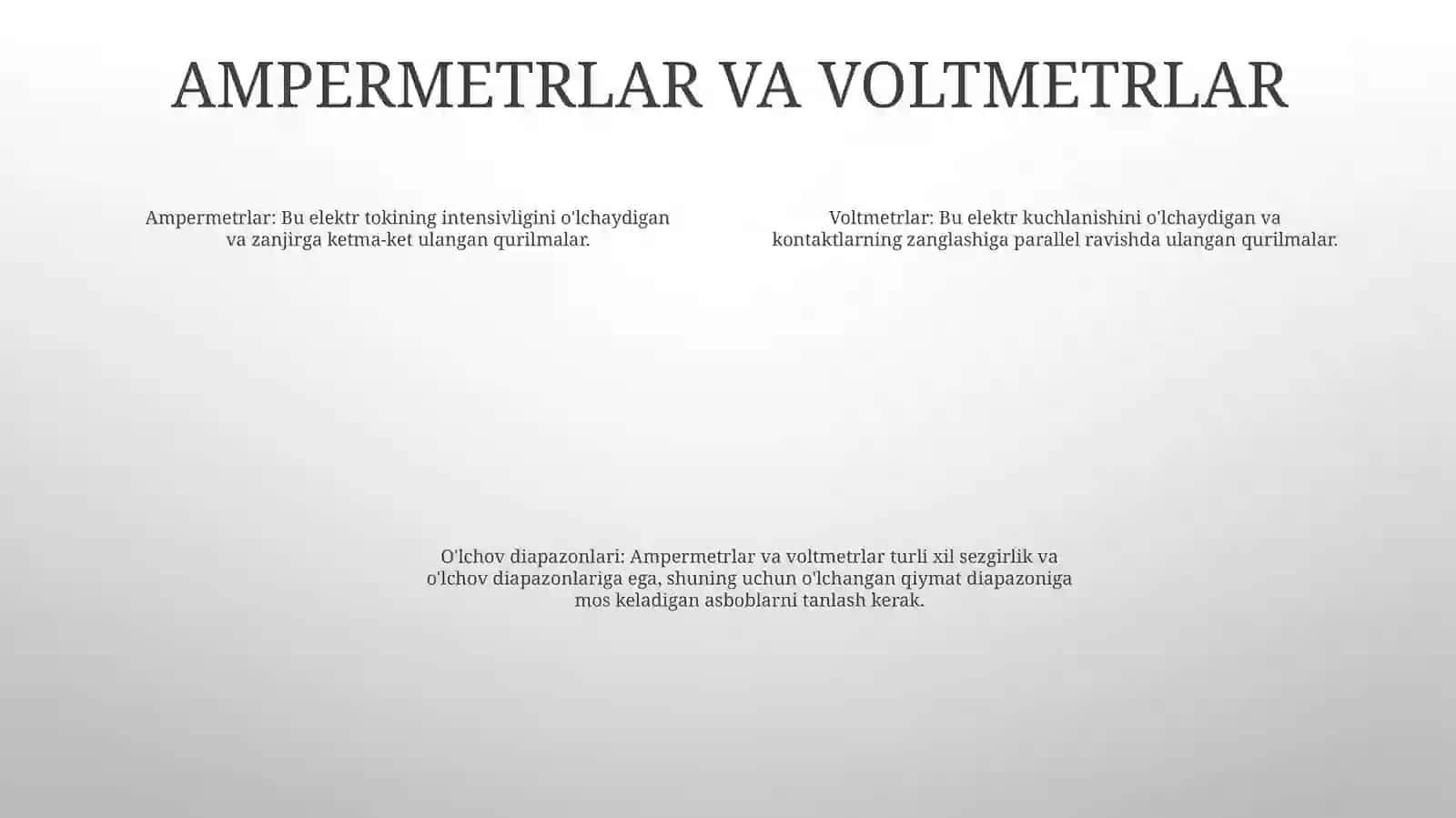 Elektir Olchash Asboblari Va Ular Yordamida Har HilKattaliklarniAniqlash 3