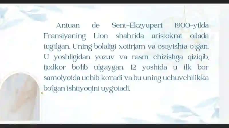Antuan de-sent Ekzyuperining Kichkina Shahzoda asari tahlili 3