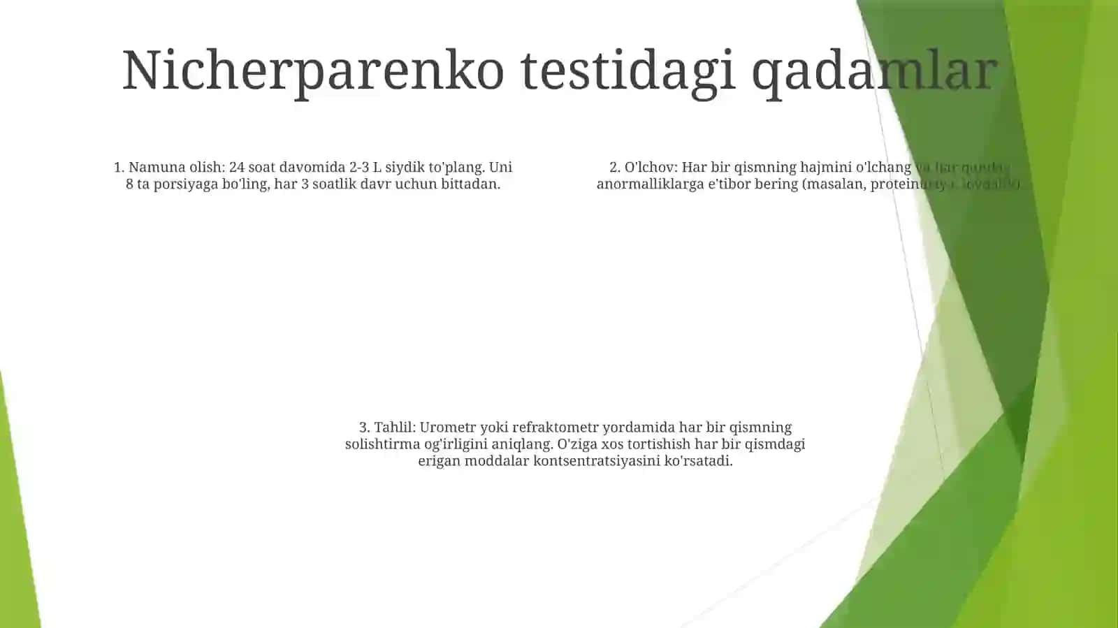 Zimnitskiy Va Nicherparenko BoʻYicha Peshob Tahlilini OʻTkazish Texnikasi 3