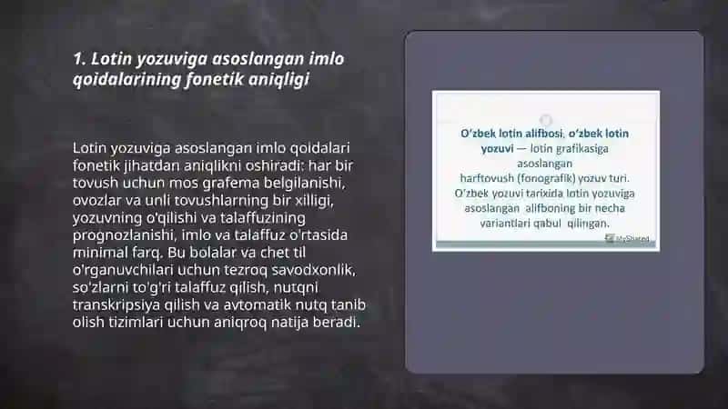 Lotin yozuviga asoslangan imlo qoidalarining afzalligi 3