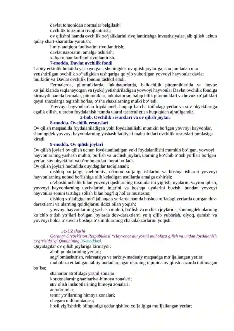 Ov qilish va ovchilik xo‘jaligi to‘g‘risida 3