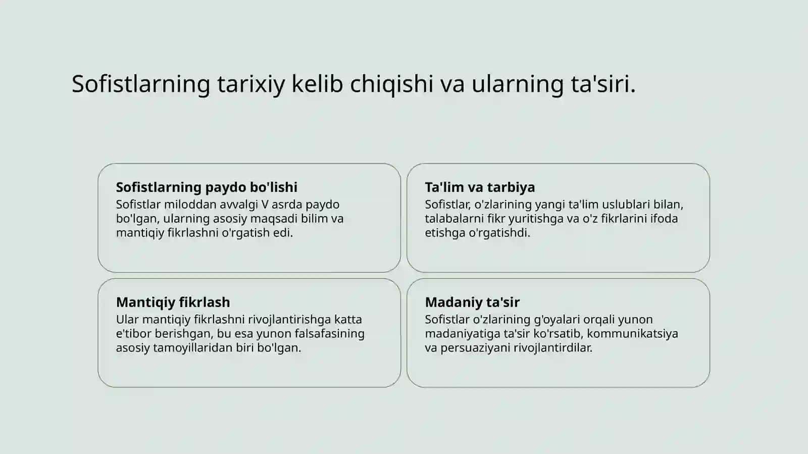 Sofistlar, ularning notiqlik san'ati rivojidagi xizmati 3