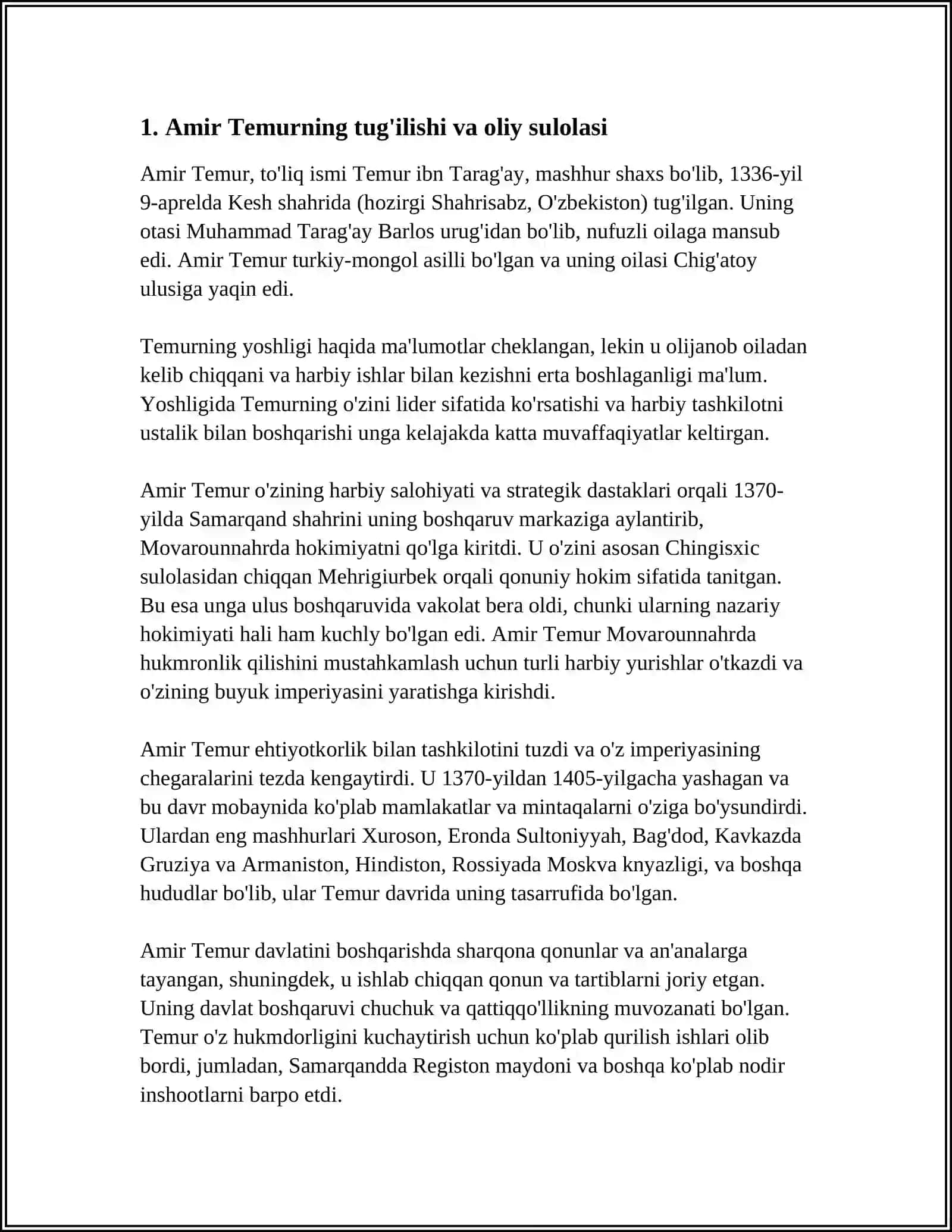 AMIR TEMURINING YETTI YURISHLARI 3