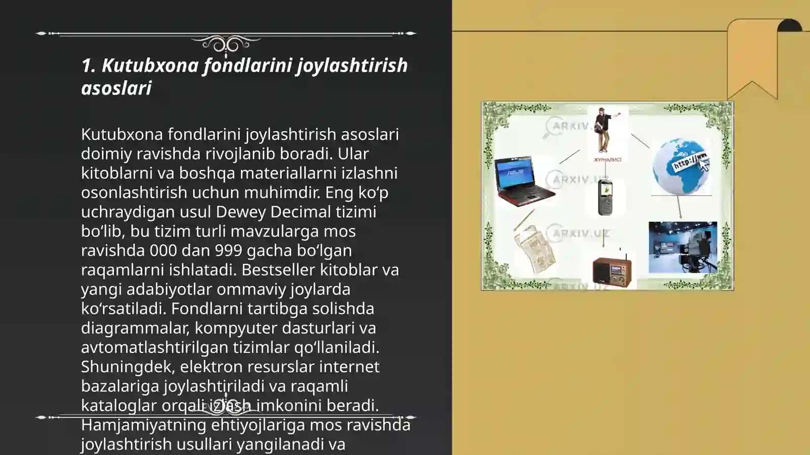 Kutubxona axborot muassasalari fondlarini joylashtirish qoidalarini o'rganish 3