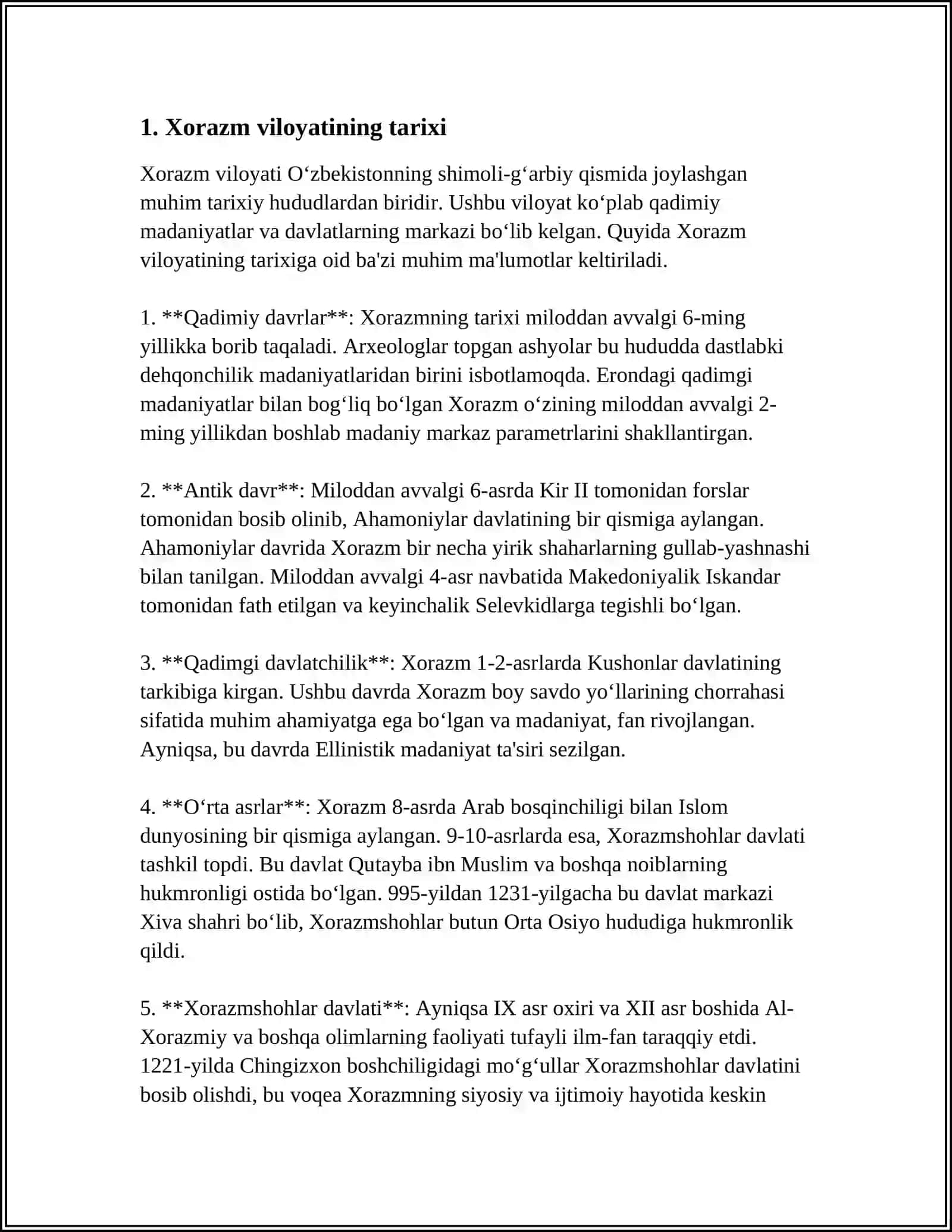 XORAZIM TARIXI AHOLISI VA MADANIYATI 3