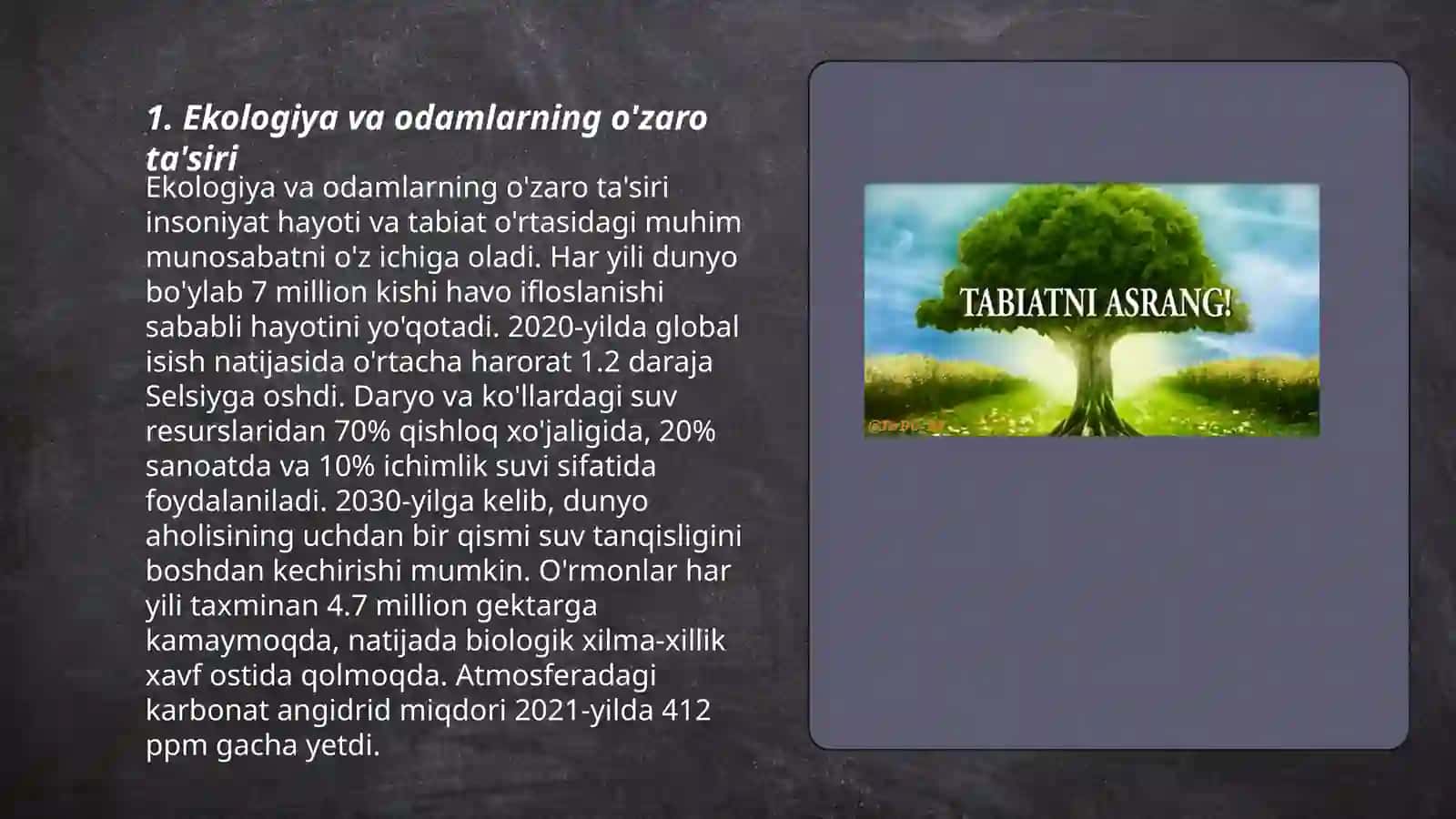 Ekologiya.Odam -ekologik omil.Biosfera va uning muammolari 3