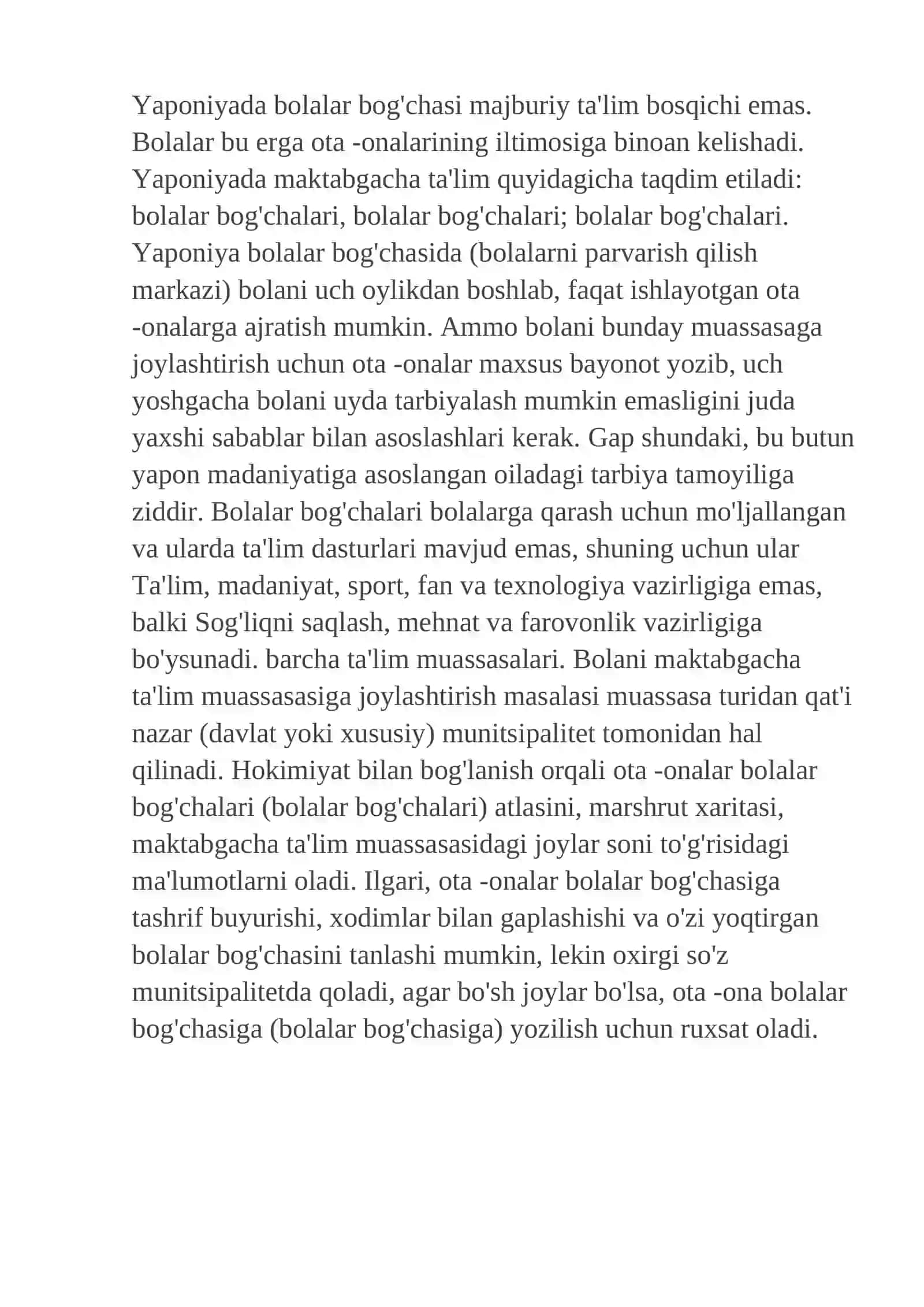 Yaponiya ta’lim-tarbiya tizimida maktabgacha ta’limning o’rni va uning o’ziga xos xususiyatlari 3