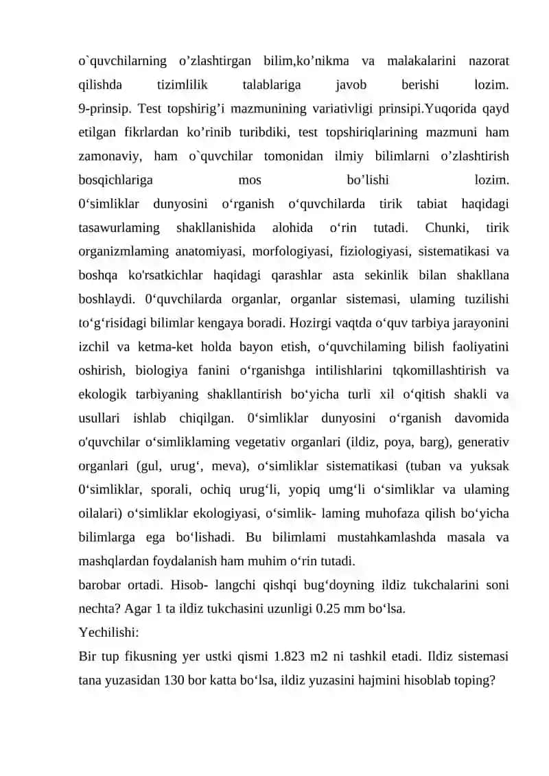 BIOLOGIYADAN NOSTANDART TESTLAR,KRANSVORDLAR TUZISH 3