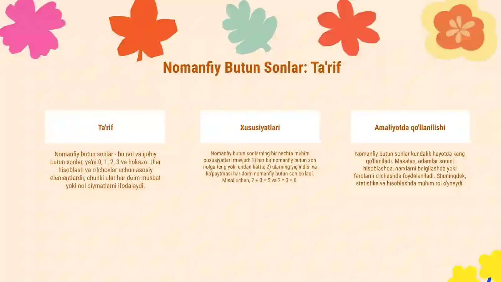 Nomanfiy butun sonlar ustida arifmetik amallar 3