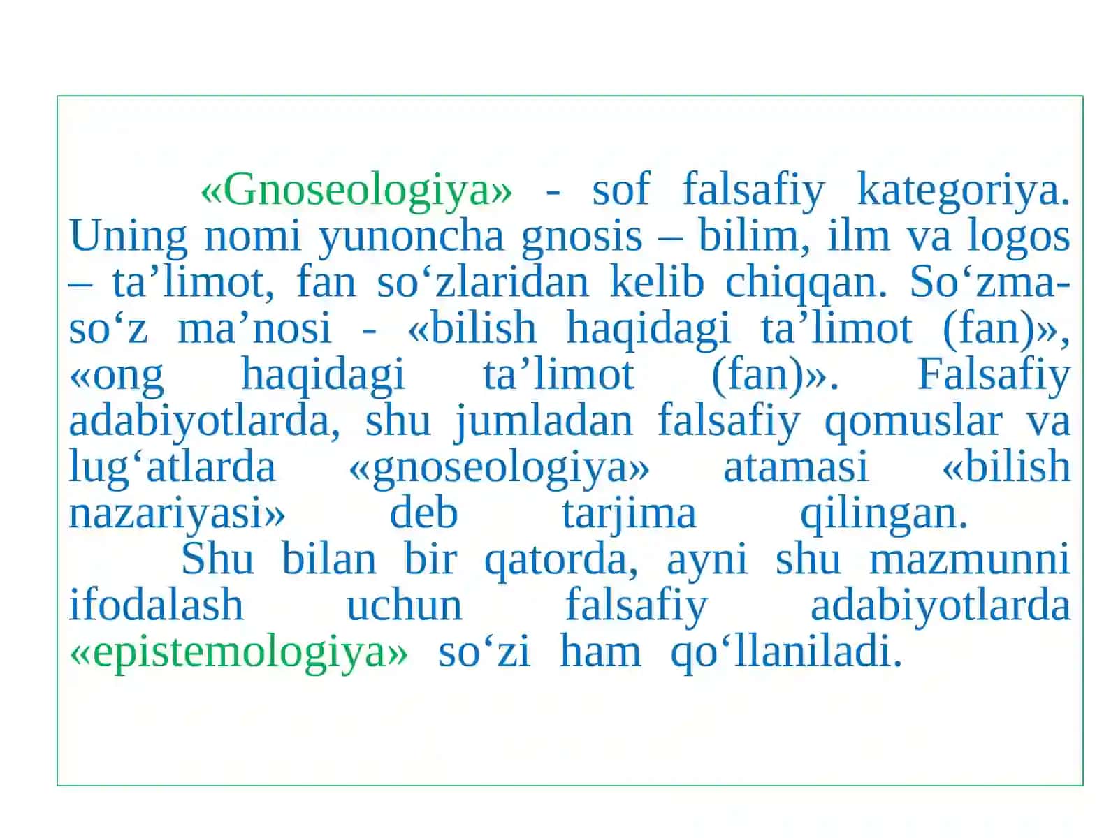 Bilish falsafasi (gnoseologiya) 3