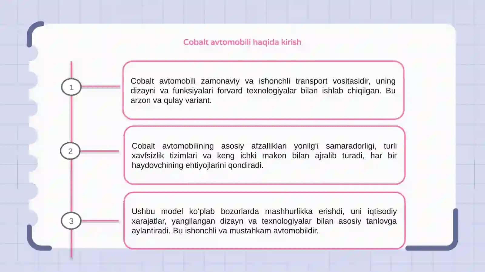 Cobalt avtomobili haqida umumiy maʼlumotlar 3