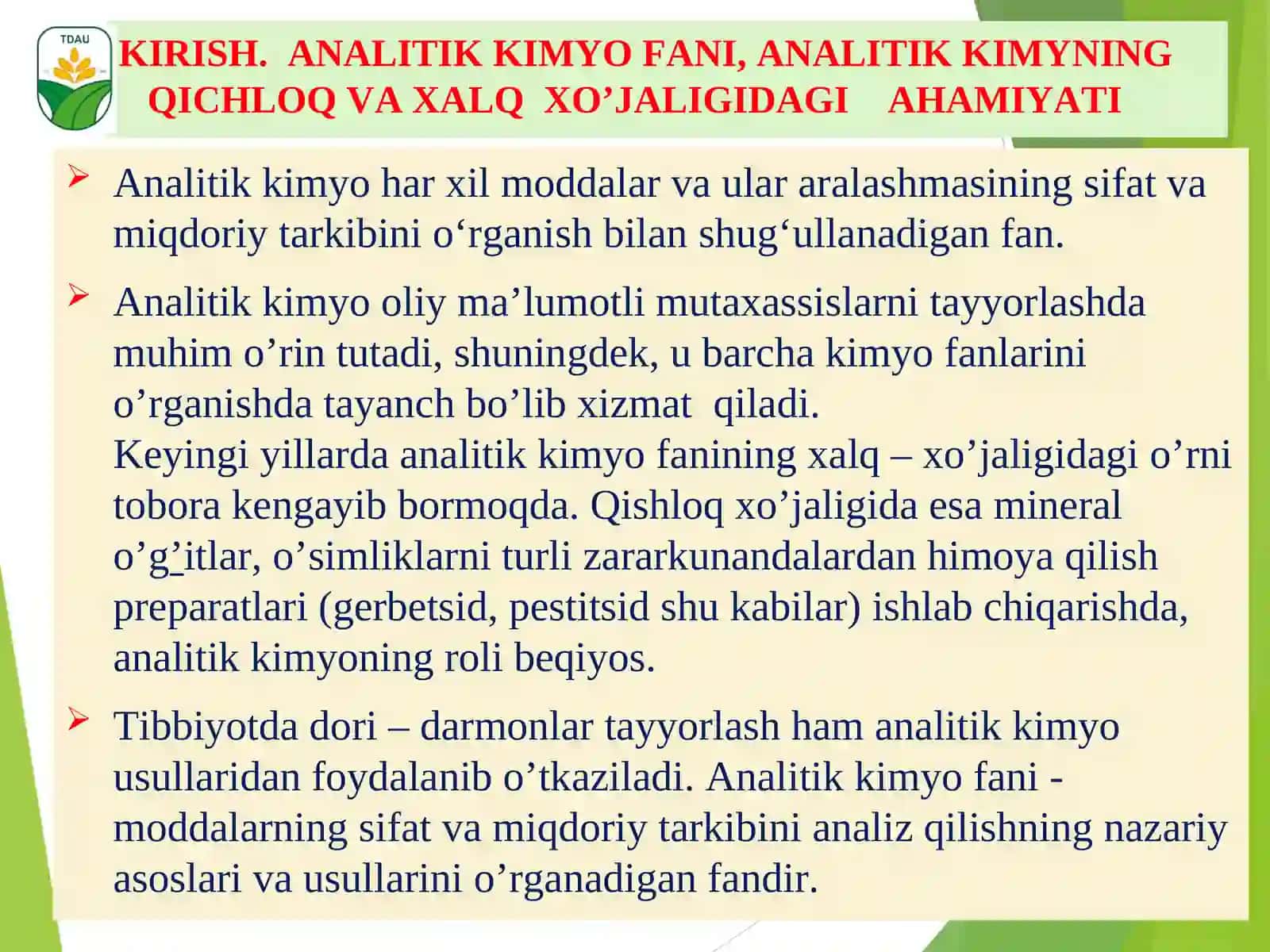 Analitik kimyo fani va uning uslublari 3