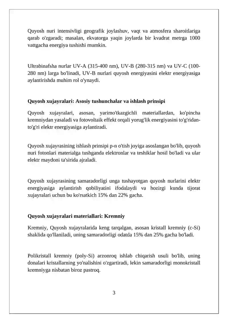 Quyosh energiyasini elektr va aylantiruvchi materiallar 3