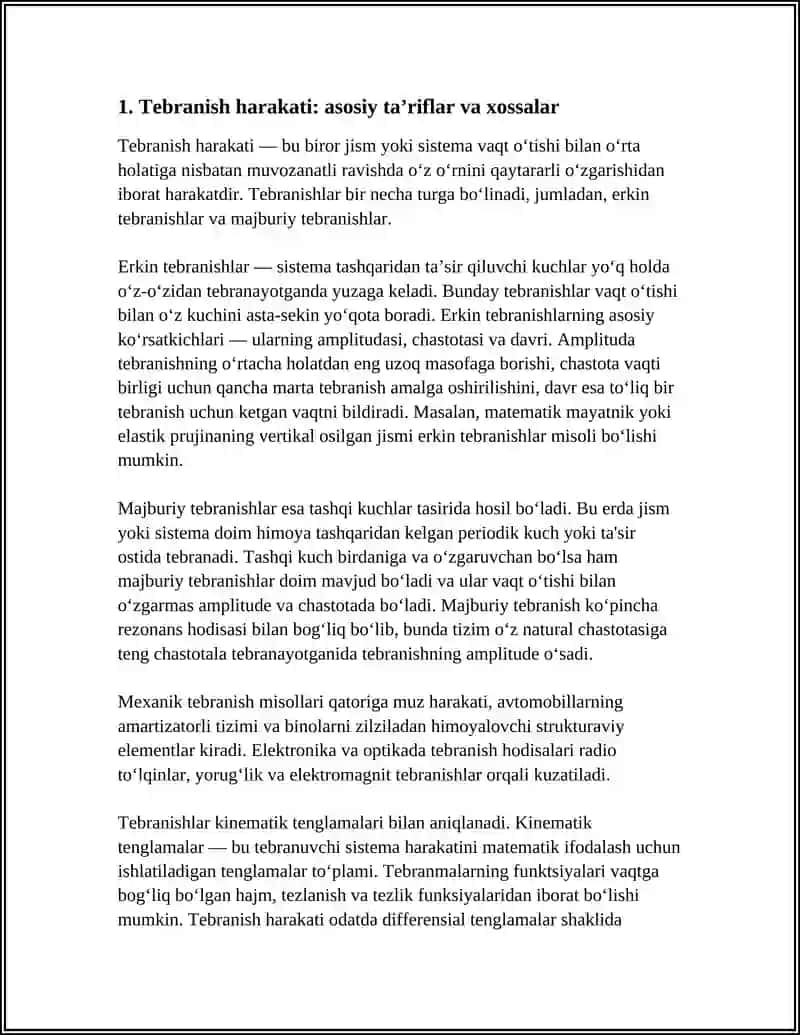 Tebranma Harakat va uning Kinematik Tenglamalari 3