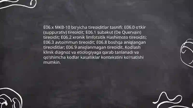 Tireoiditlar MKB-10 boʻyicha tashxisi, etiologiyasi, patogenezi 3
