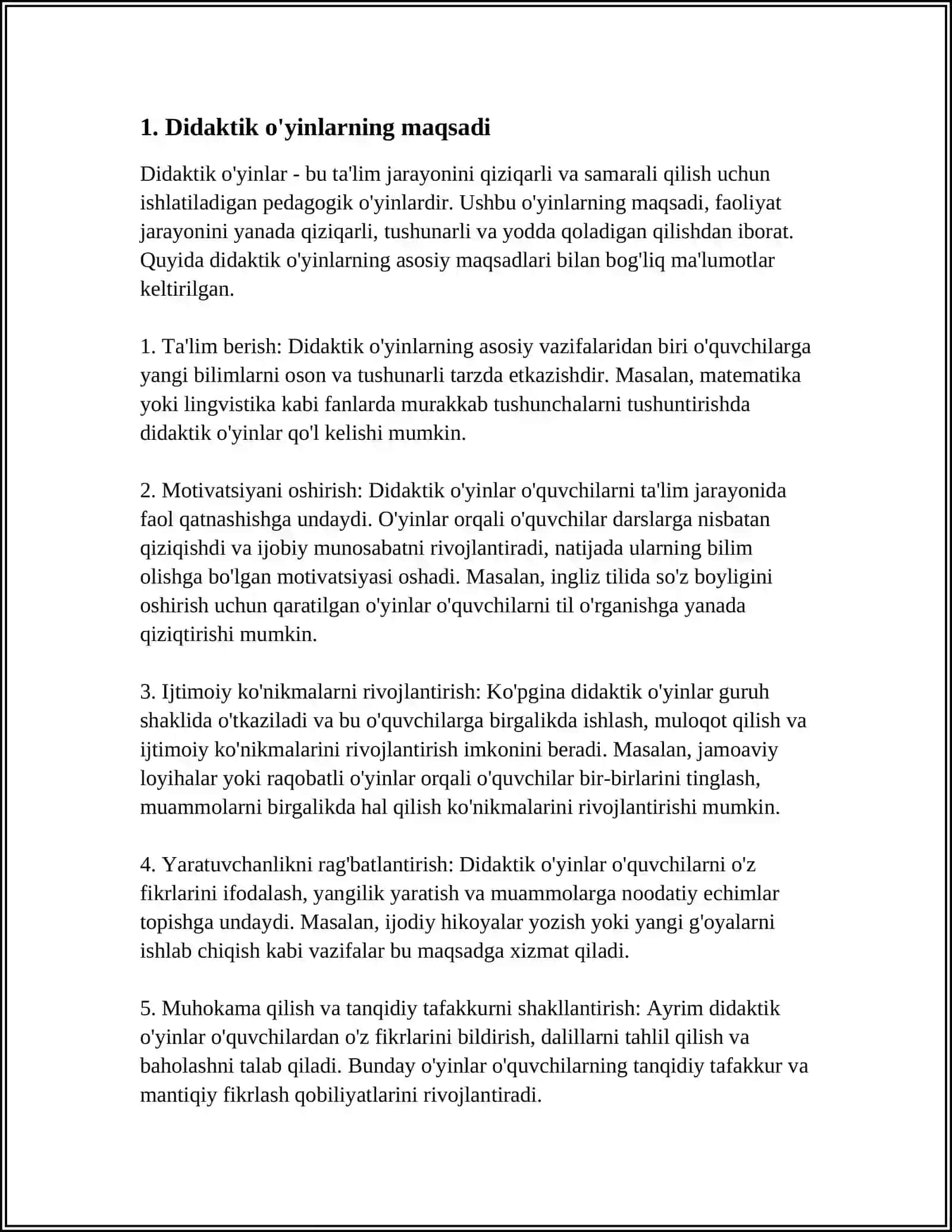 DIDAKTIK ÕYIN TURLARI 3