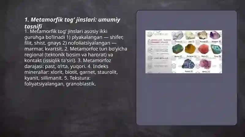 Metamorfik tog‘ jinslari tasnifi, foydali 3