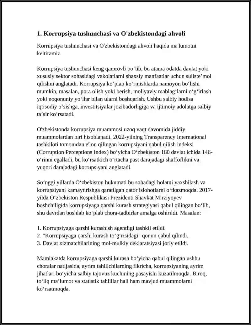 O'ZBEKISTON RESPUBLIKASINING KORRUPSIYAGA QARSHI KURASHISH SIYOSATINING AHAMIYATI 3