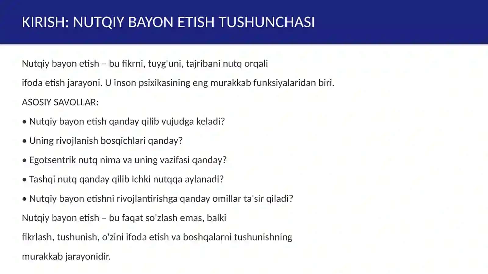 Nutqiy bayon etishning vujudga kelishi 3