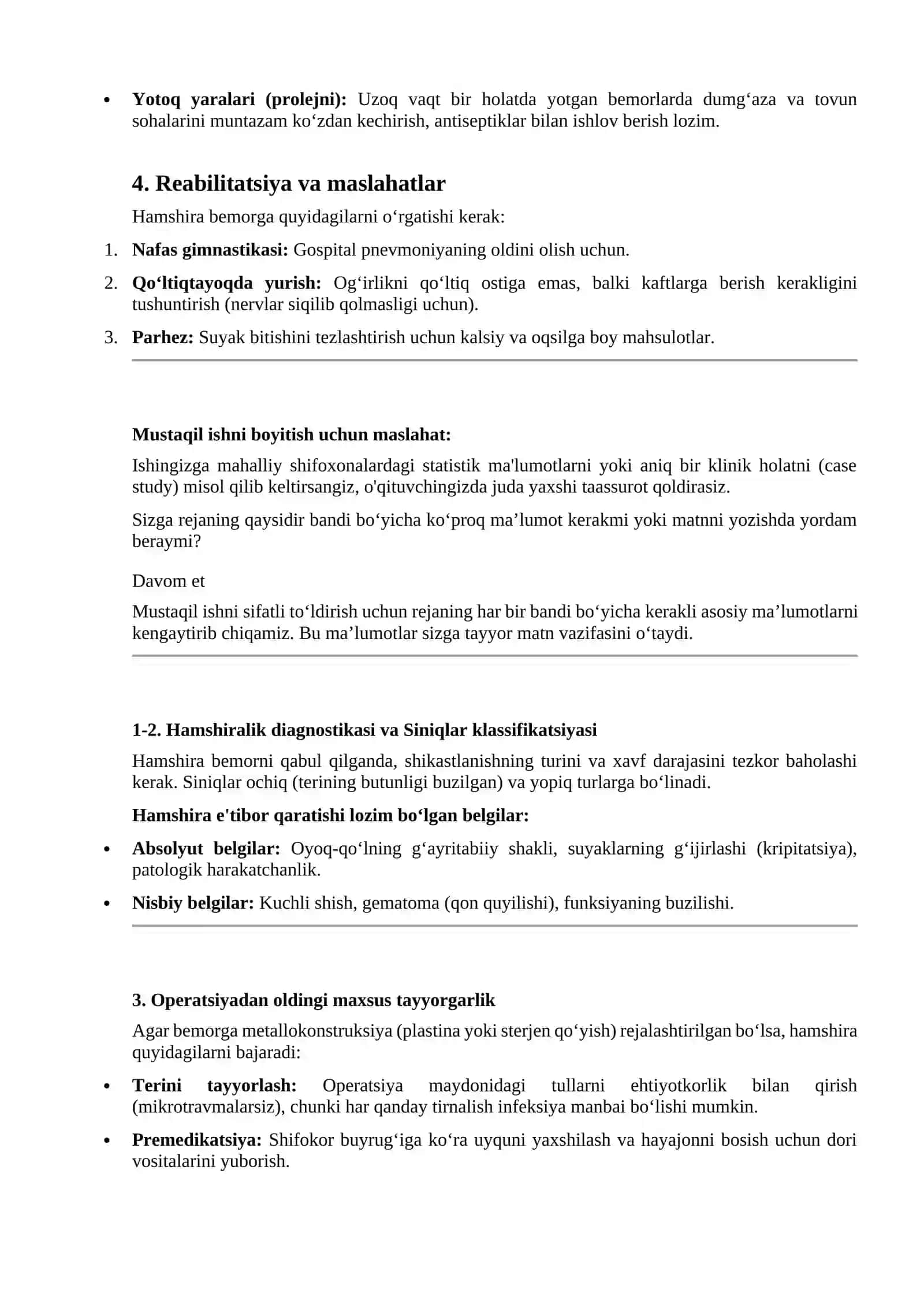 Tayanch harakat apparatining xirurgik kasalliklarida hamshiralik ishi 3