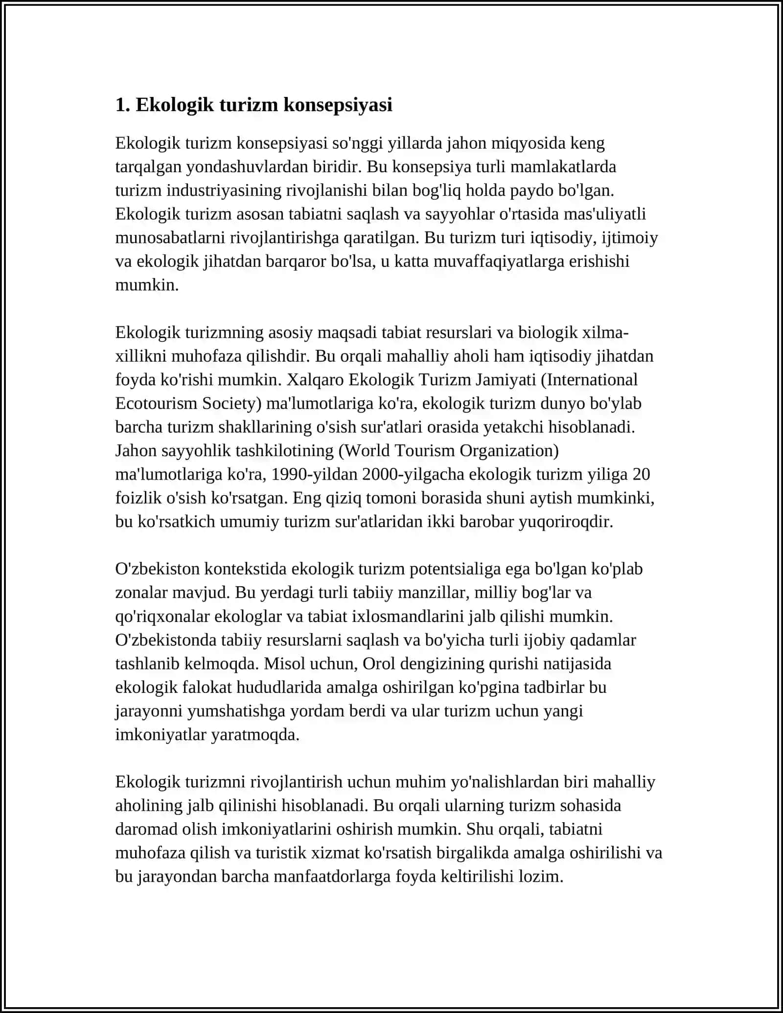 EKOLOGIK TURIZMNING TASHKILIY– HUQUQIY MASALALARI 3