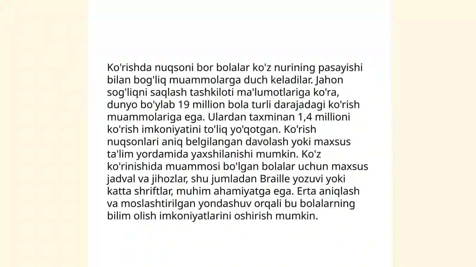 Ko'rishda nuqsoni bor bolalar 3
