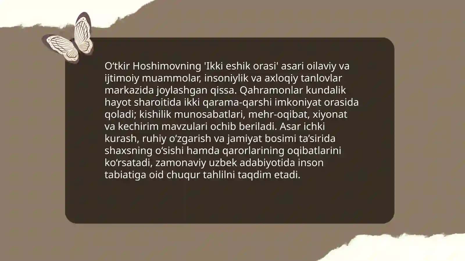 Oʻtkir Hoshimov "Ikki eshik orasi" 3